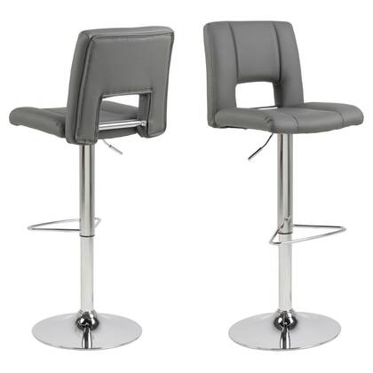 Giga Living - Barkruk Grijs Pu Leer - Zithoogte 83cm - Wistad - Set van 2