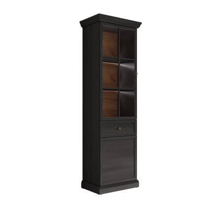Meubella Vitrinekast Leroy - Zwart eiken - 63 cm