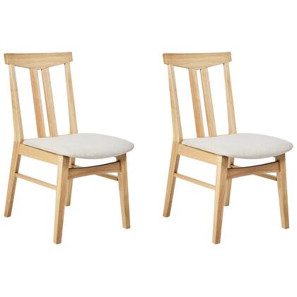 Beliani-AVALON-Eetkamerstoel set van 2-Lichtbeige-Licht hout|Stof Bruin