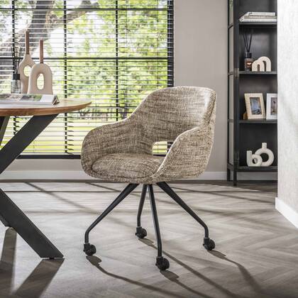 Davidi Design Gala Zand Armstoel met Wieltjes set van 2 Bruin