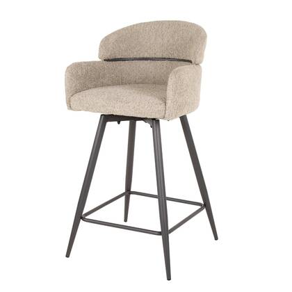 AnLi Style Barstoel draaibaar boucle ronde rug - Bouclé zandkleur Beige