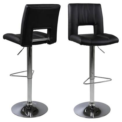 Giga Living - Barkruk Zwart|Zilver Pu Leer - Zithoogte 83cm - Wistad - Set van 2
