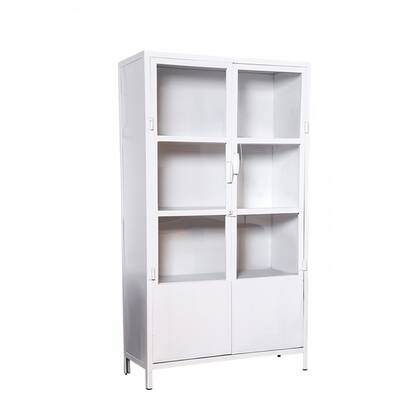 Giga Meubel - Vitrinekast Wit - Metaal - 100x43x180cm - Industriële Vitrinekast Big Wit