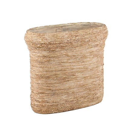 PTMD Ricci Brown Cement Pot Ribbed Oval L Bruin