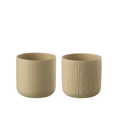 J-Line bloempot Gen - keramiek - - large - 2 stuks - Ø 18.5 cm Beige