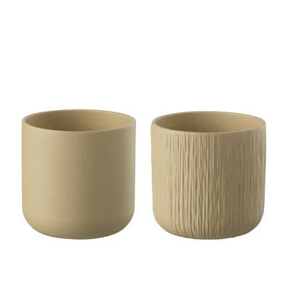J-Line bloempot Gen - keramiek - - XL - 2 stuks - Ø 20.5 cm Beige