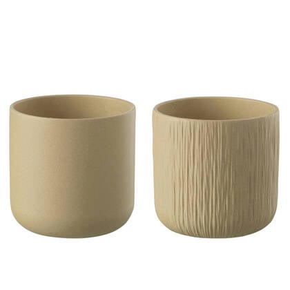 J-Line bloempot Gen - keramiek - - XXL - 2 stuks - Ø 26.5 cm Beige