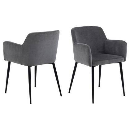 Giga Living - Eetkamerstoel - Donker - Zithoogte 47,5cm - Jaska - Set van 2 Grijs