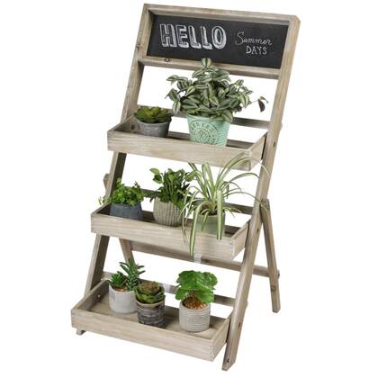 HIXA Plantenrek Plantentafeltje voor Binnen en Buiten 3 laags Krijt...