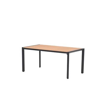 Felini tafel - 160x84 cm - carbon black - light teaklook Bruin