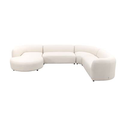 Madeira ronde u-vorm hoekbank + chaise longue rechts - Naturel Sunbrella