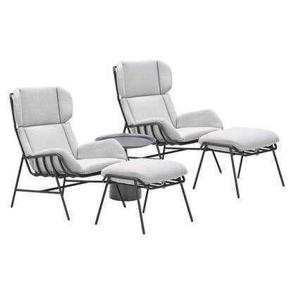 Garden Impressions Fresno loungestoelen donker grijs -Mati bijzettafel Bruin