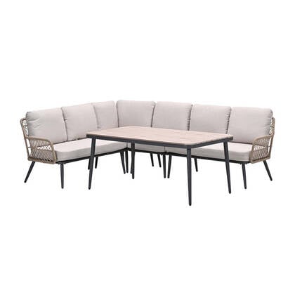 GI Allasio lounge-dining hoekset (5-delig) - Carbon black|Zand Beige