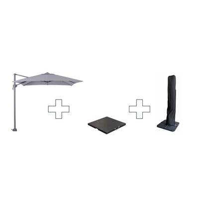 Zweefparasol Hawaii S - met voet en hoes - Licht - 250 x 250 cm Grijs