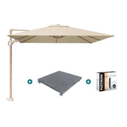 Platinum Challenger Premium T2 3x3 m Champagne Teak - met voet en hoes Taupe