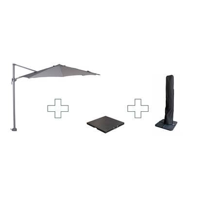 Zweefparasol Hawaii S - met voet en hoes - Donker - 300 cm Grijs