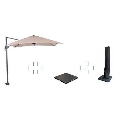 Zweefparasol Hawaii S - met voet en hoes - Ecru - 250 x 250 cm Beige