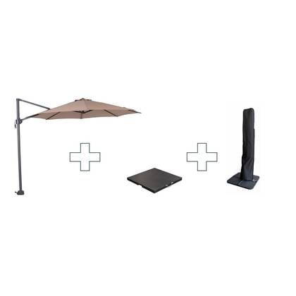 Zweefparasol Hawaii S - met voet en hoes -Taupe - 300 cm Beige