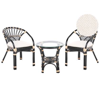 Beliani - PECORINI - Bistro set - Zwart - Rotan