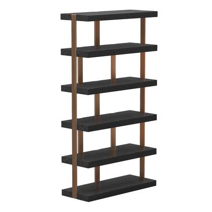 6-vaks plank 110x210cm zwart eiken en brons geborsteld metaal