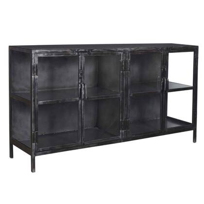 AnLi Style Dressoir Rift metal 4 deuren Zwart