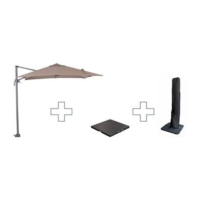 Zweefparasol Hawaii S - met voet en hoes - Taupe - 250 x 250 cm Beige