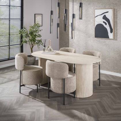 Davidi Design Arch Travertin Eettafel 180 cm Beige