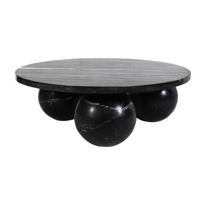 PTMD Diro Black Marble 3 Ball Coffeetable Round Zwart