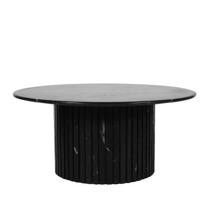 PTMD Neelim Black Marble Coffee Table Ribbed Base Round Antraciet