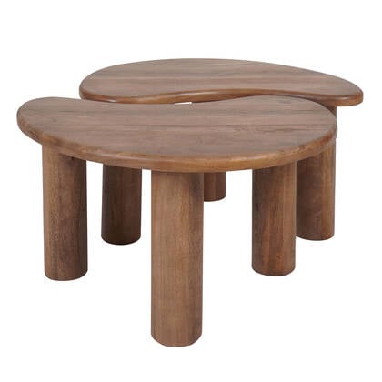Home67 - Salontafel Lina - Mangohout - Set van 2 Bruin
