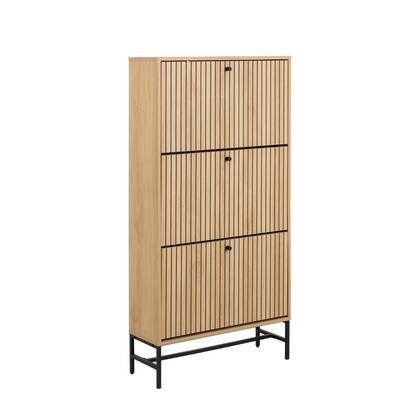Rebellenclub Risley Schoenenkast - 72 x 140 cm - Licht Eiken Bruin