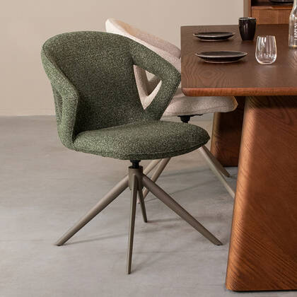 LABEL51 - Eetkamerstoel Zurich - Forest Royal Boucle - Forest Metal Groen