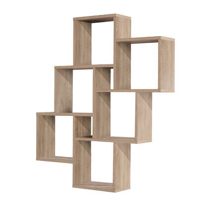 Calicosy - Wandplank met 8 Compartimenten LAURIO - Houtlook Bruin