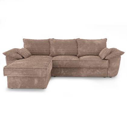XXL taupe corduroy linker hoekbank 257cm
