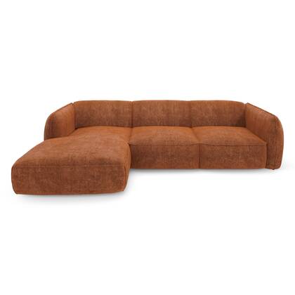 Hoekbank links in terracotta geweven fluweel Bruin