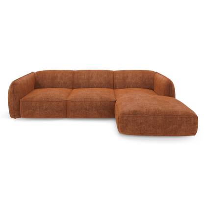Rechte hoekbank in terracotta geweven fluweel Bruin