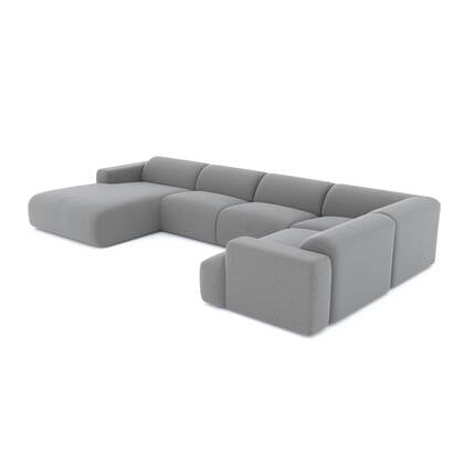 Panorama bank links licht geweven stof 354cm Grijs