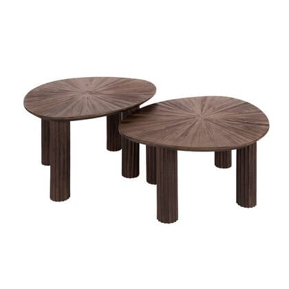 Fraaai Umair salontafel set van 2 vierhoekig Maya teak - Bruin