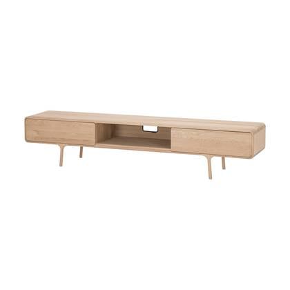 Gazzda Fawn Lowboard Whitewash - TV meubel - 2 Lades - 220 x 45 cm Bruin