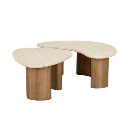 Fraaai Ingram salontafel set van 2 organisch keramiek - naturel Crème