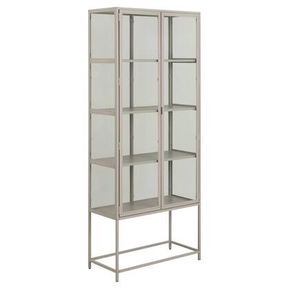 Giga Living - Vitrinekast - Grijs - 77x35x186cm - Varven