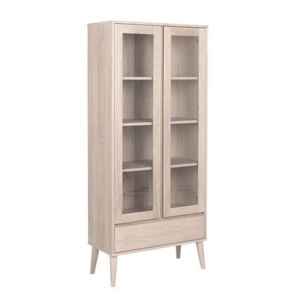 Giga Living - Vitrinekast - Naturel - 80x37x178cm - Rosta Wit