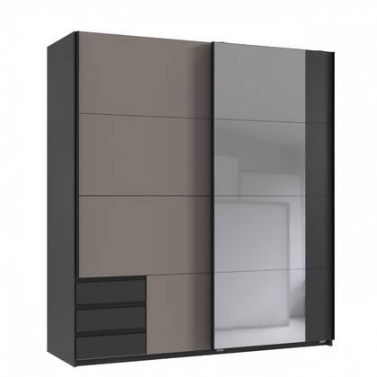 Kledingkast Elsen - Antraciet - MDF - 179x198x64cm (BxHxD)