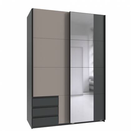 Kledingkast Elsen - Antraciet - MDF - 135x198x64cm (BxHxD)
