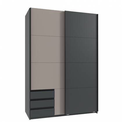 Kledingkast Elsen - Antraciet - MDF - 135x198x64cm (BxHxD)