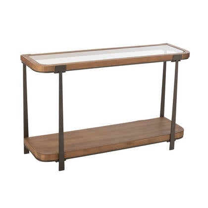 J-Line console Spar - hout|glas - naturel|zwart Beige