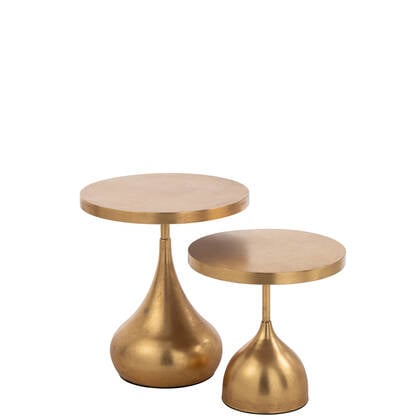 J-Line bijzettafel Druppel - metaal - - 2 stuks Goud