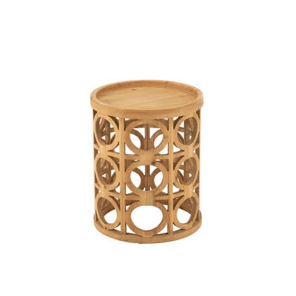 J-Line bijzettafel Gekerfd - hout - naturel Beige