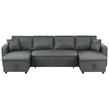 Beliani - SOMMEN - Hoekslaapbank - Donker - 287 cm - Polyester Grijs