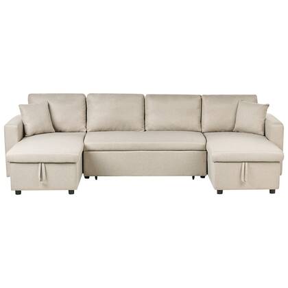 Beliani-SOMMEN-Hoekslaapbank-Beige-Symmetrisch-287 cm-Polyester